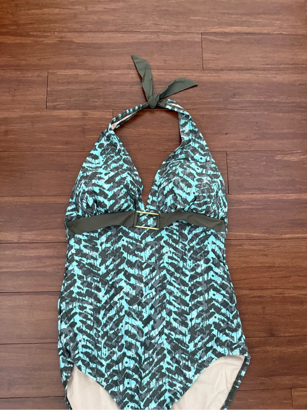 Sands Point Halter One Piece Swimsuit Blue Green Printed Women’s Size L - Picture 4 of 7
